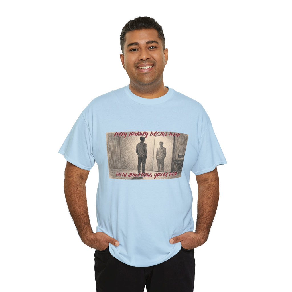 Vintage Photo Tee — “Every Journey Begins When You Start, You’ll Fly” Graphic T-Shirt
