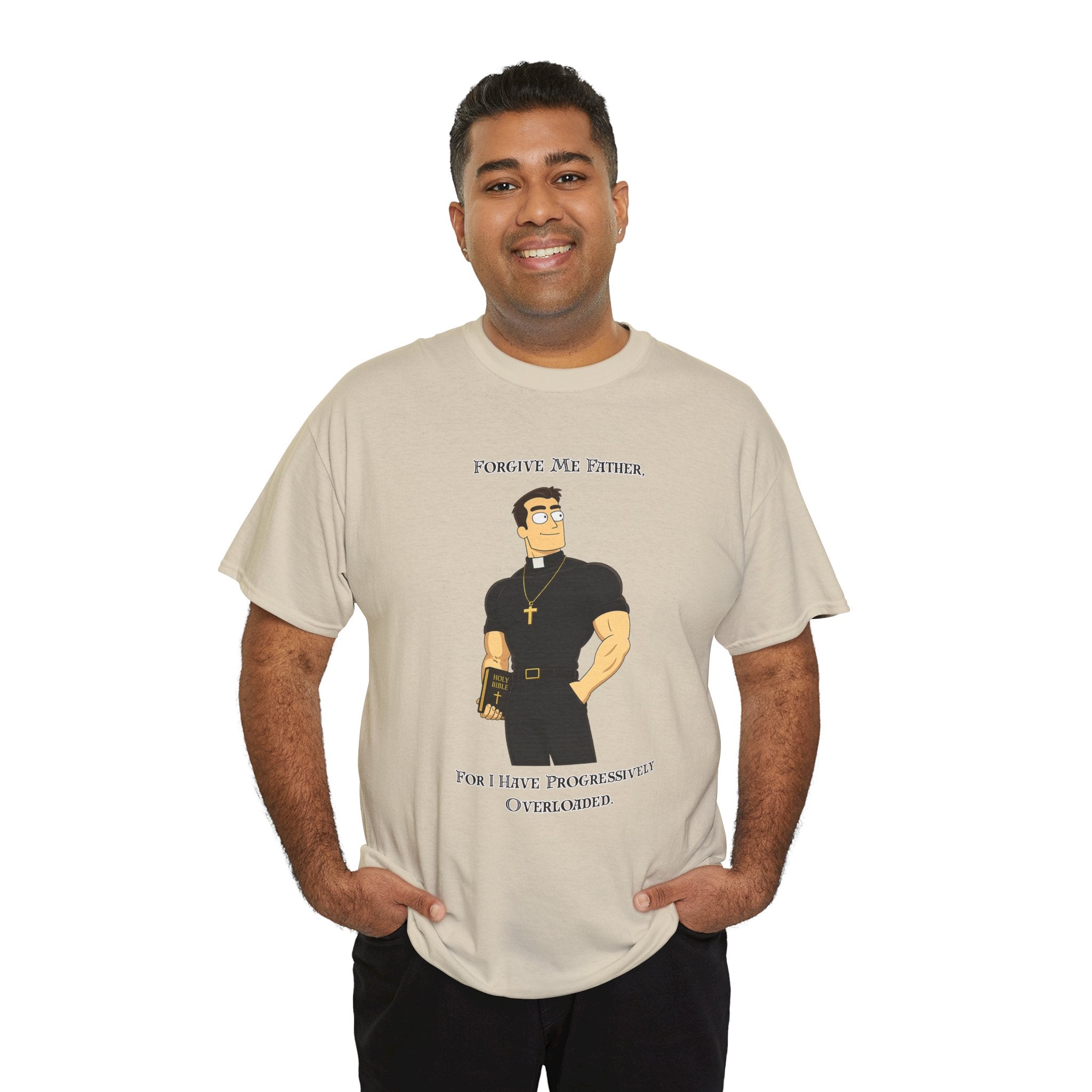 T-Shirt — "Forgive Me Father, For I Have Procrastinated" Funny Priest Cartoon Tee