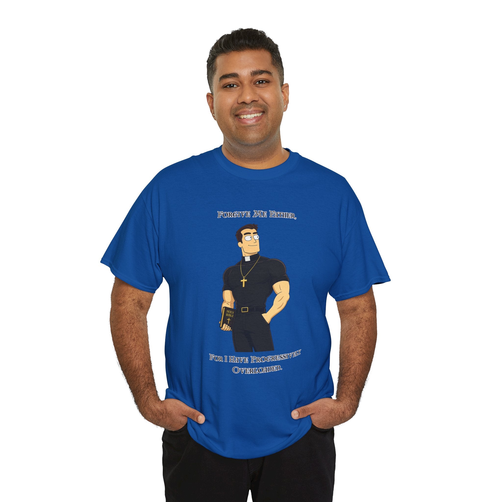 T-Shirt — "Forgive Me Father, For I Have Procrastinated" Funny Priest Cartoon Tee