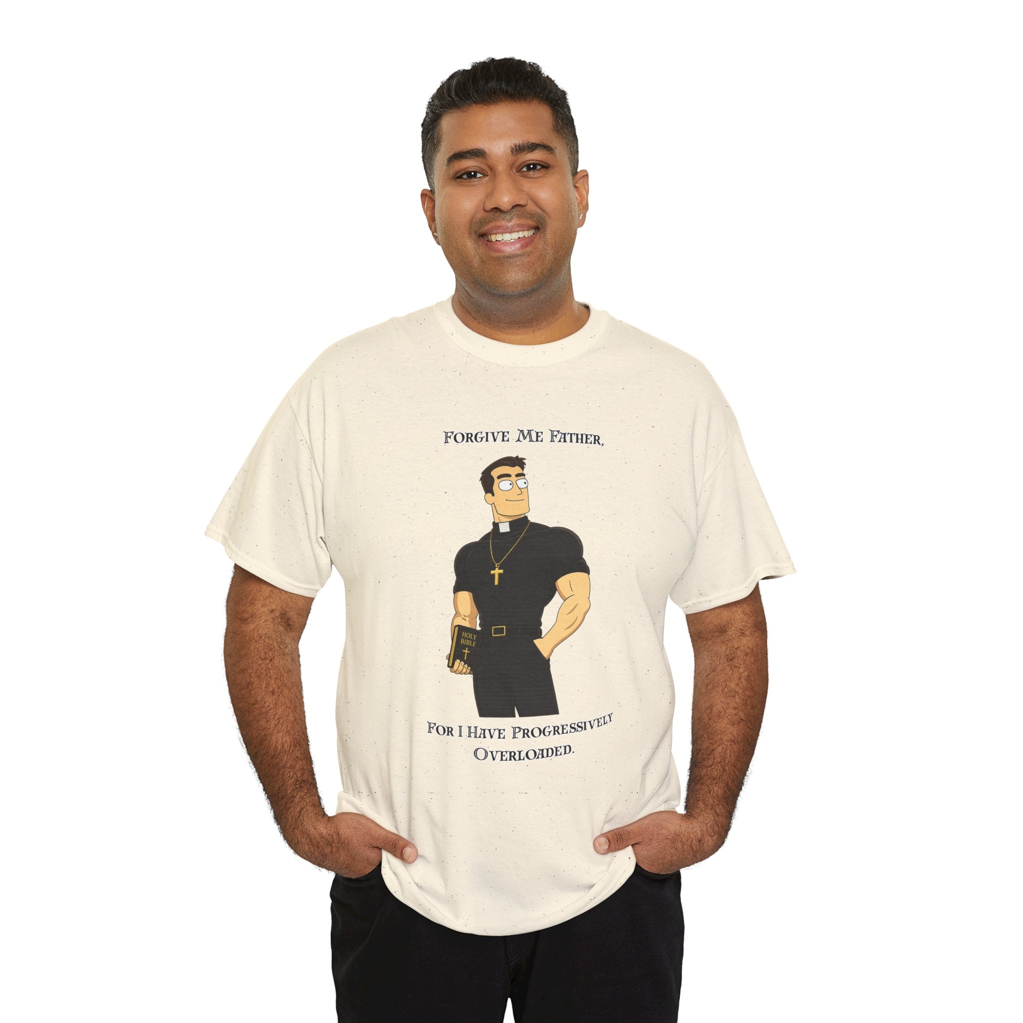 T-Shirt — "Forgive Me Father, For I Have Procrastinated" Funny Priest Cartoon Tee