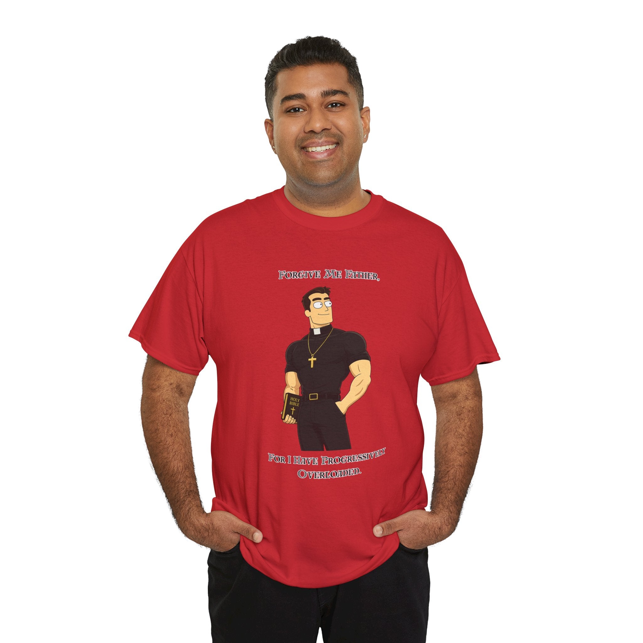 T-Shirt — "Forgive Me Father, For I Have Procrastinated" Funny Priest Cartoon Tee