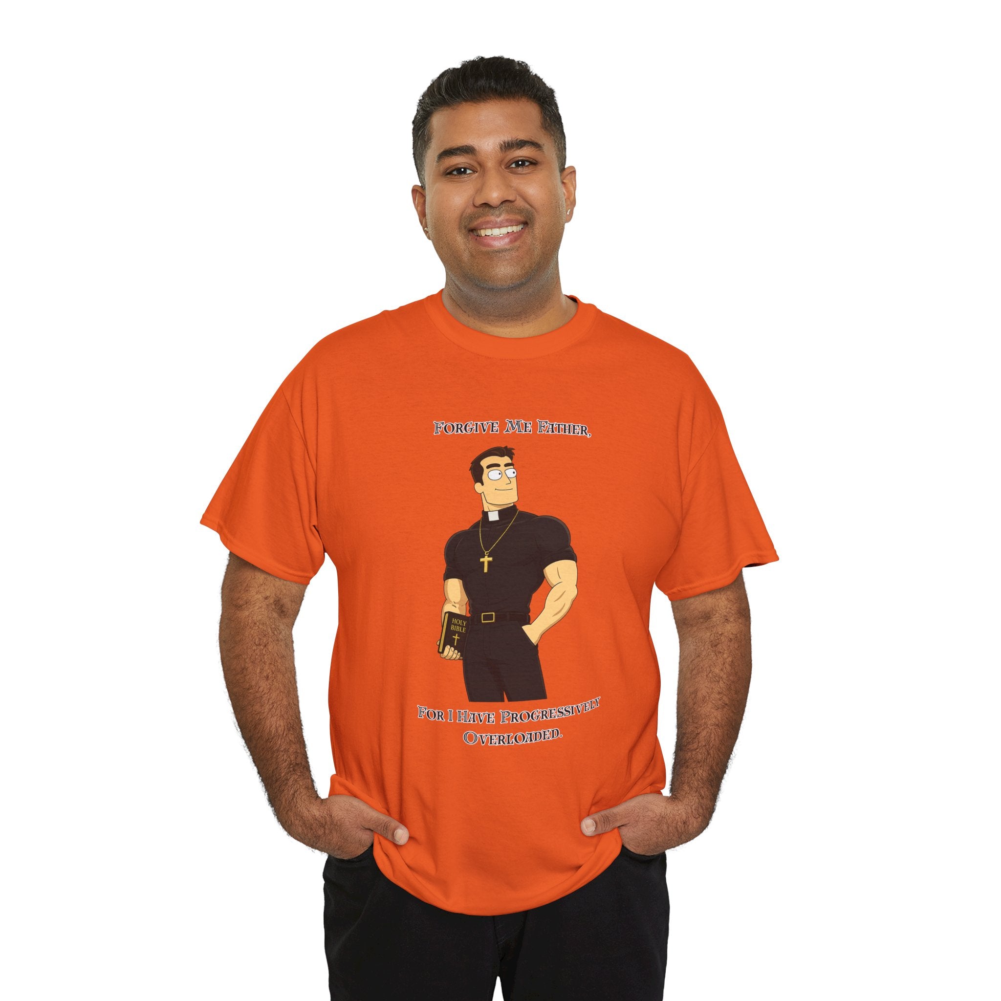 T-Shirt — "Forgive Me Father, For I Have Procrastinated" Funny Priest Cartoon Tee